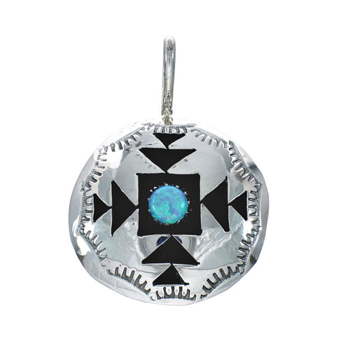 Native American Genuine Sterling Silver Opal Pendant JX131128