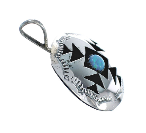 Native American Genuine Sterling Silver Opal Pendant JX131128
