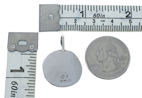 Native American Genuine Sterling Silver Opal Pendant JX131128