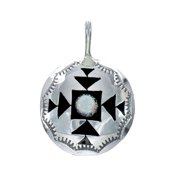 Native American Genuine Sterling Silver Opal Pendant JX131127