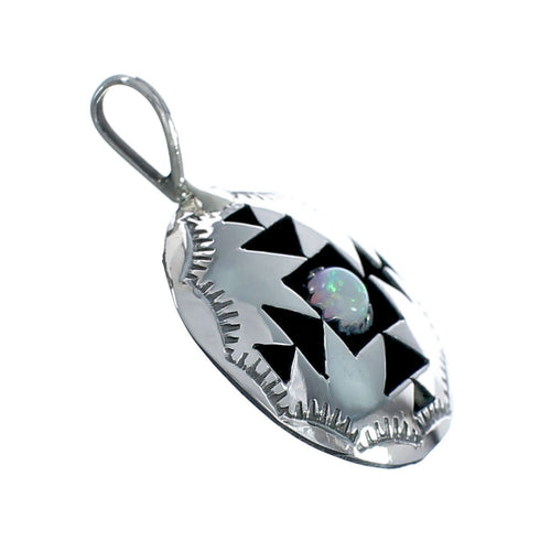 Native American Genuine Sterling Silver Opal Pendant JX131127