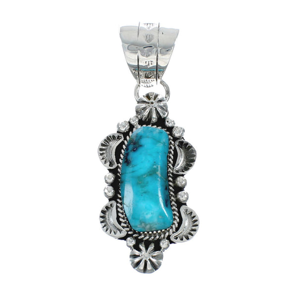 Turquoise Authentic Sterling Silver Navajo Pendant JX131177
