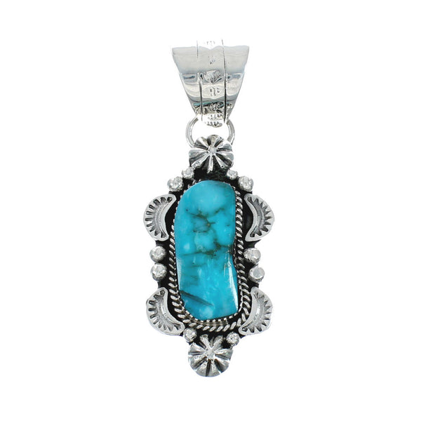 Turquoise Authentic Sterling Silver Navajo Pendant JX131181