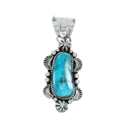 Turquoise Authentic Sterling Silver Navajo Pendant JX131182