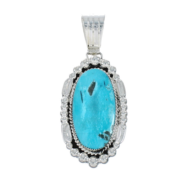 Turquoise Authentic Sterling Silver Navajo Pendant JX131183