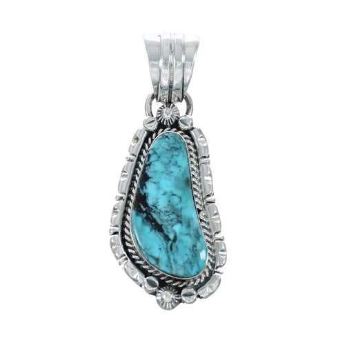 Turquoise Authentic Sterling Silver Navajo Pendant JX131190