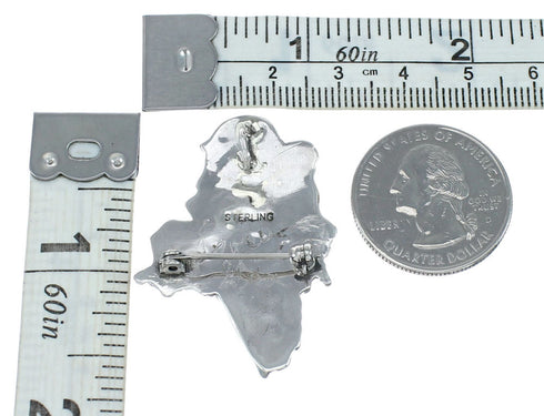 Native American Zuni Authentic Sterling Silver Multicolor Bird Pin Pendant JX131152