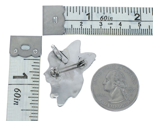 Native American Zuni Authentic Sterling Silver Multicolor Bird Pin Pendant JX131155