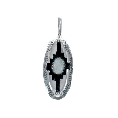 Native American Genuine Sterling Silver Opal Pendant JX131124