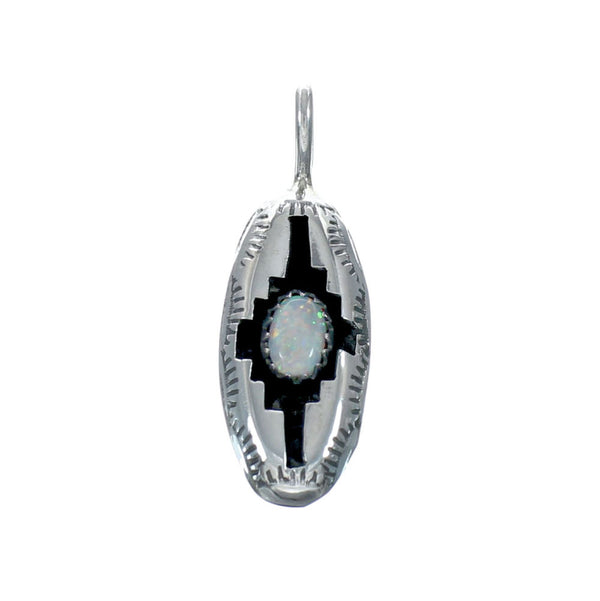 Native American Genuine Sterling Silver Opal Pendant JX131124