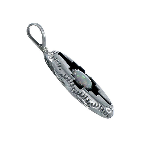 Native American Genuine Sterling Silver Opal Pendant JX131124