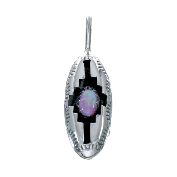 Native American Genuine Sterling Silver Opal Pendant JX131125