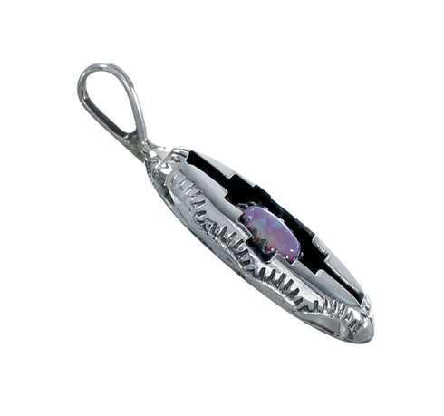 Native American Genuine Sterling Silver Opal Pendant JX131125