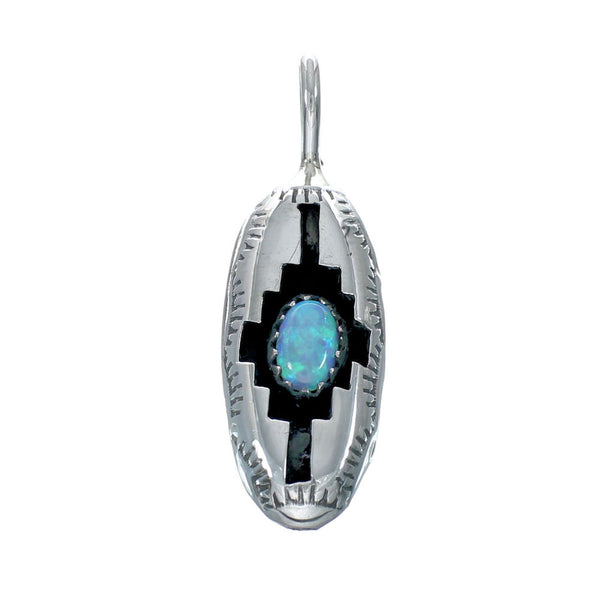 Native American Genuine Sterling Silver Opal Pendant JX131126