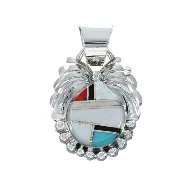 Native American Navajo Multicolor Inlay Pendant JX131133