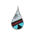Native American Zuni Multicolor Multistone Tear Drop Sterling Silver Pendant JX131132