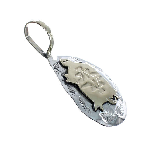 Native American Navajo Sterling Silver 12KGF Turtle Pendant JX131130