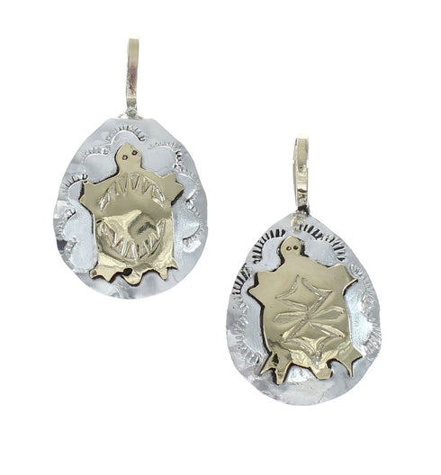 Native American Navajo Sterling Silver 12KGF Turtle Pendant JX131130