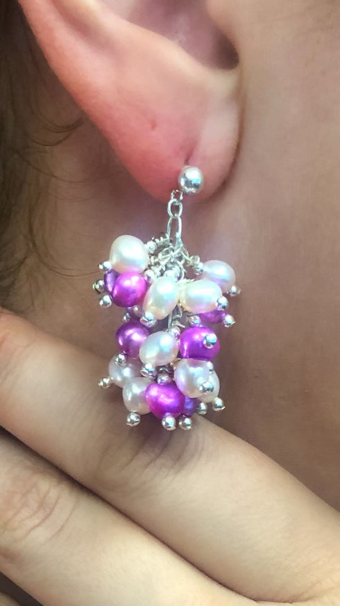 Authentic Sterling Silver Fresh Water Pearl Post Dangle Bead Earrings RX114830
