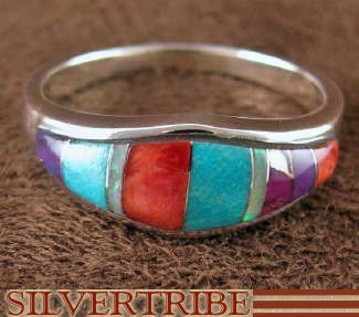 Turquoise Multicolor Jewelry Sterling Silver Ring Size 6-3/4 NS35935