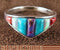 Turquoise Multicolor Inlay Sterling Silver Ring Size 6-3/4 NS36002