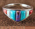 Turquoise Multicolor Inlay Sterling Silver Ring Size 6-3/4 NS36002