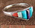 Turquoise Multicolor Inlay Sterling Silver Ring Size 6-3/4 NS36002