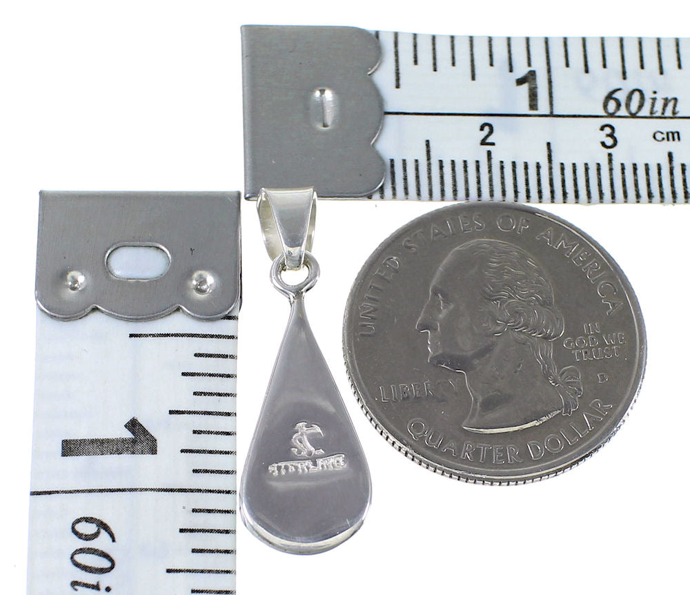 Southwest Turquoise Sterling Silver Tear Drop Pendant AX79188 – SilverTribe