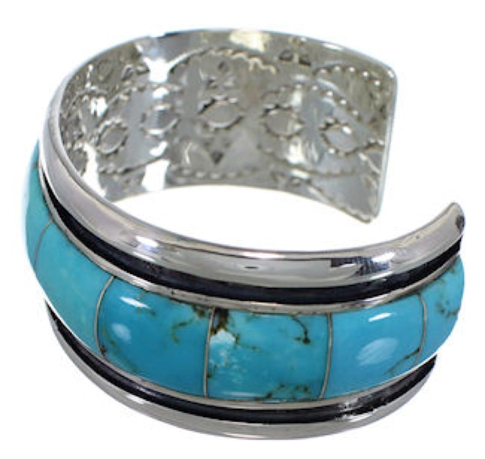 Turquoise Inlay Sterling Silver Cuff Bracelet EX41609 – SilverTribe