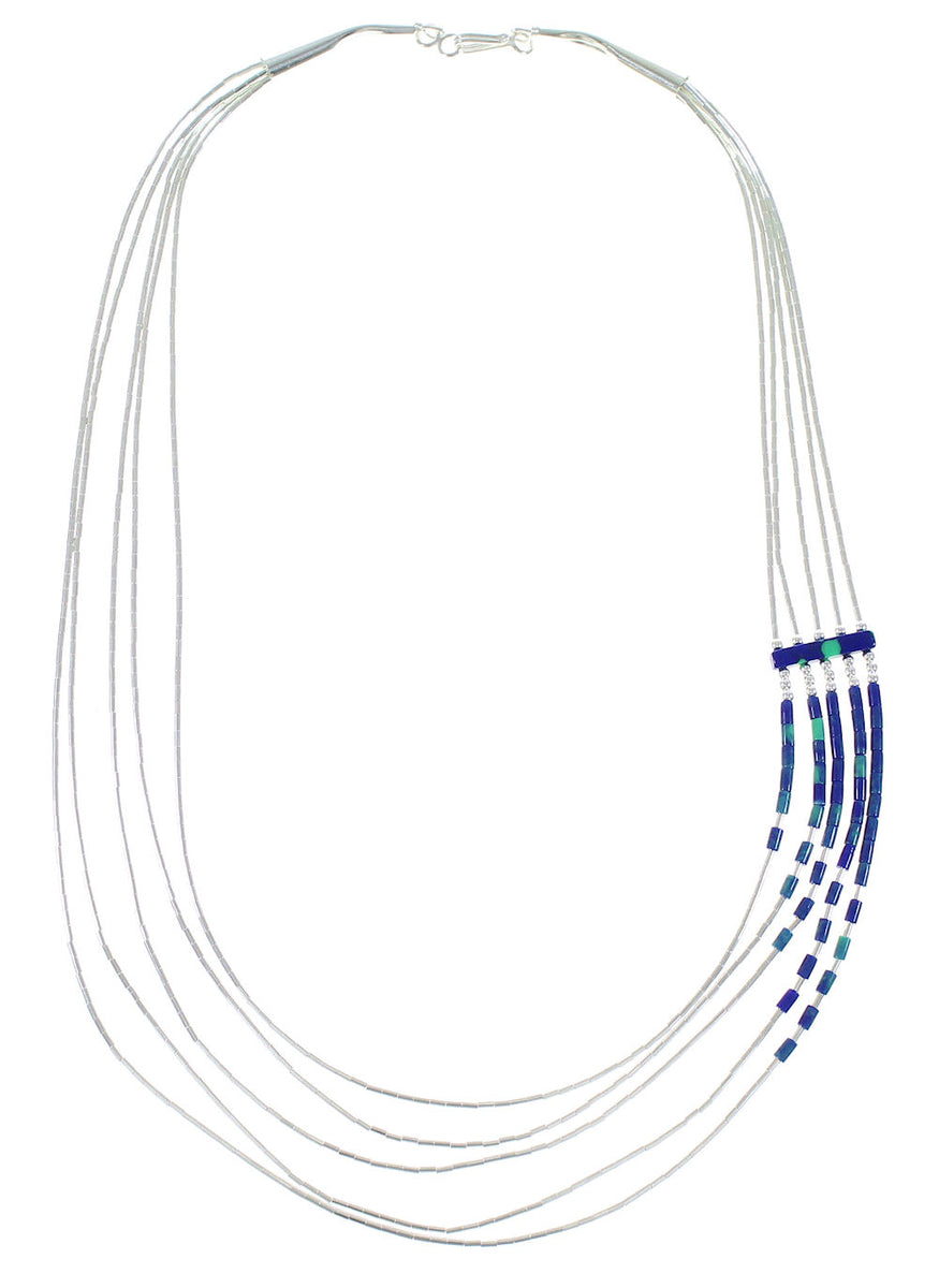 Hand Strung Liquid Sterling Silver Azurite Waterfall Necklace AX100041 ...
