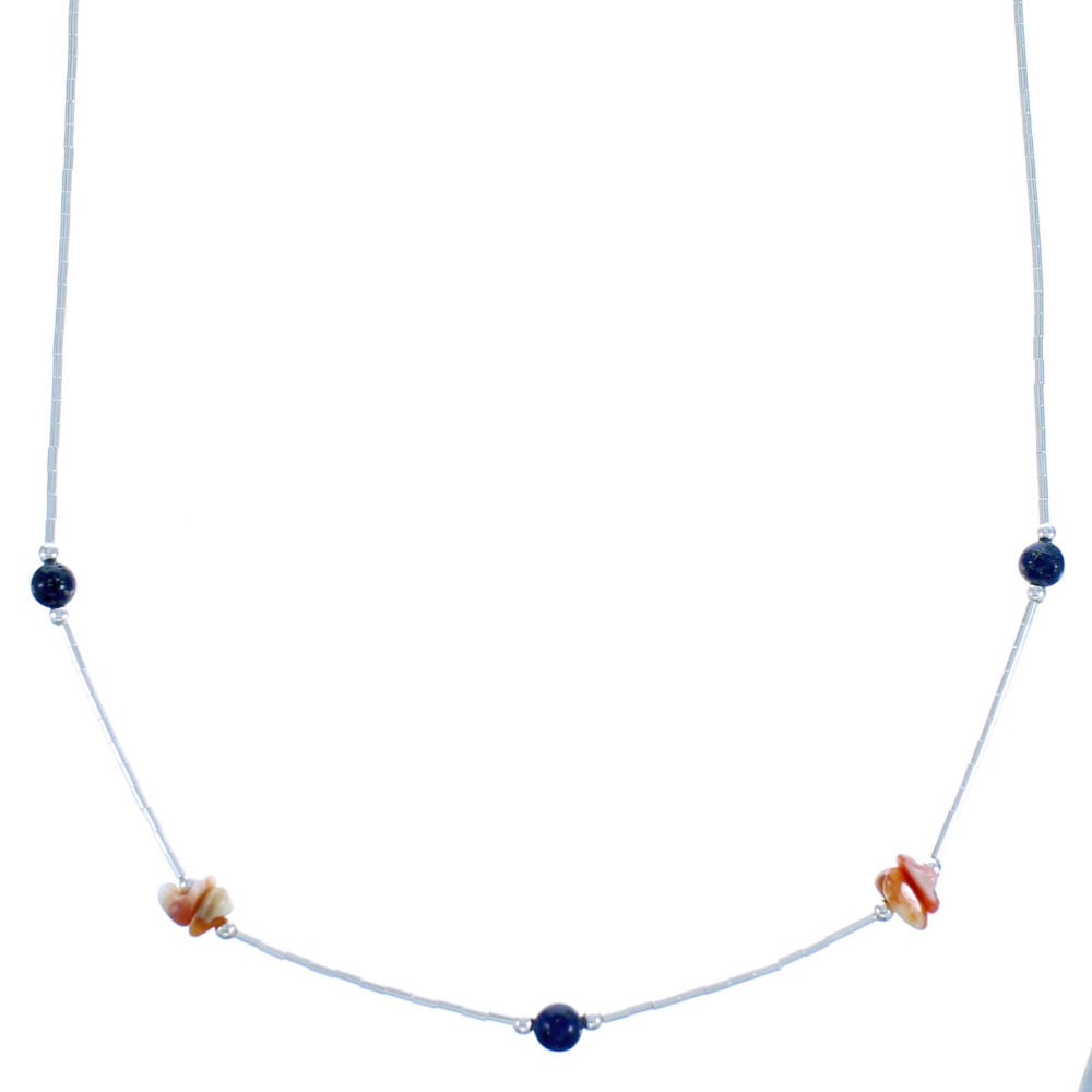 Oyster Shell Lapis Liquid Silver Necklace DX117170 – SilverTribe