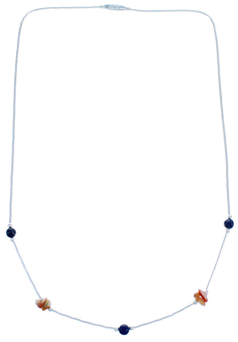 Oyster Shell Lapis Liquid Silver Necklace DX117170 – SilverTribe