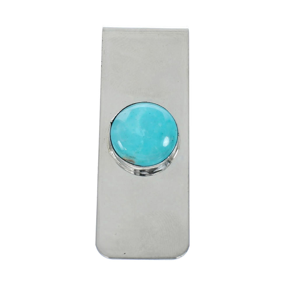 Native American Genuine Sterling Silver Turquoise Money Clip