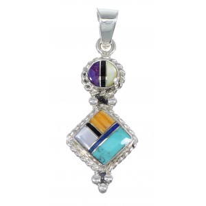 Genuine Sterling Silver Southwest Multicolor Pendant RX74235