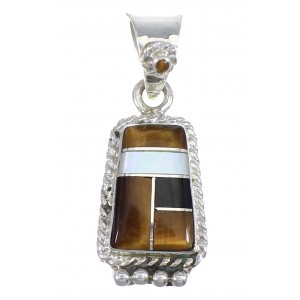 Southwest Multicolor Inlay And Silver Pendant YX70782