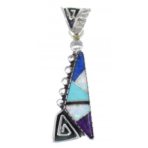 Water Wave Multicolor And Genuine Sterling Silver Southwestern Pendant YX67833