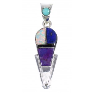 Multicolor And Genuine Sterling Silver Southwest Slide Pendant YX67835