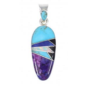 Multicolor And Authentic Sterling Silver Southwest Slide Pendant YX67836