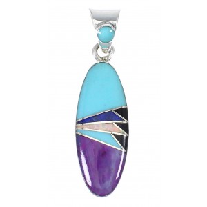 Multicolor And Authentic Sterling Silver Southwestern Slide Pendant YX67837