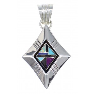 Sterling Silver And Multicolor Inlay Southwest Pendant YX67840