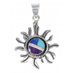 Sun Sterling Silver And Multicolor Inlay Southwest Pendant YX67856