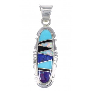 Southwestern Multicolor Inlay Sterling Silver Pendant QX70394