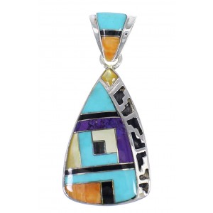 Multicolor Inlay Genuine Sterling Silver Pendant RX70611