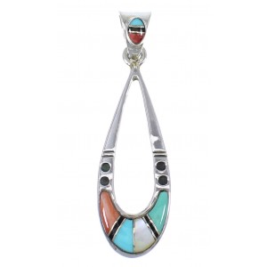 Southwest Authentic Sterling Silver Multicolor Pendant RX70625