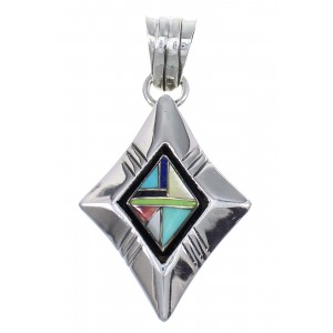 Authentic Sterling Silver Multicolor Inlay Pendant RX70671