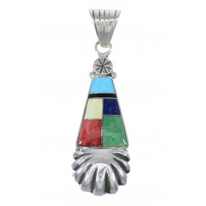 Multicolor And Genuine Sterling Silver Southwestern Slide Pendant YX68152