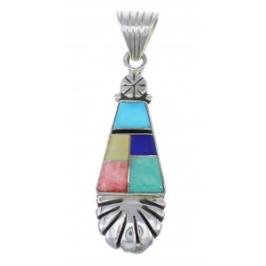 Multicolor And Authentic Sterling Silver Southwest Pendant YX68155