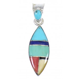 Sterling Silver And Multicolor Southwestern Pendant YX68176