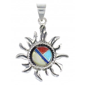 Authentic Sterling Silver And Multicolor Southwest Sun Pendant YX68200