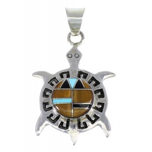 Sterling Silver And Multicolor Southwest Turtle Pendant YX68007